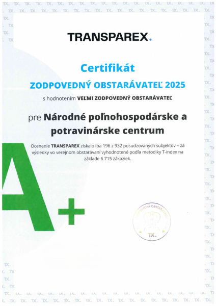 Certifikát zodpovedného obstarávateľa A+